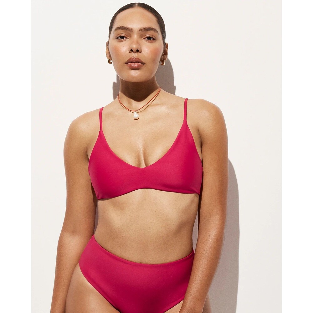 J.CREW Lana Bikini Top In Classic Sculpt M Autumn Berry Removable Pads NWT B26